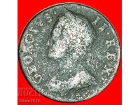 Ⰺ GEORGIVS:MAREA BRITANIE★JUMĂTATE DE PENNY 1753 GEORGE AL II-LEA 1727-1760