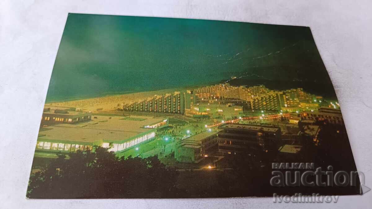 Carte poștală Albena Vedere de noapte 1973 Carte poștală Albena Vedere de noapte 1973