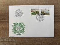 Liechtenstein - Plic prima zi - Hartă și peisaj (1977)