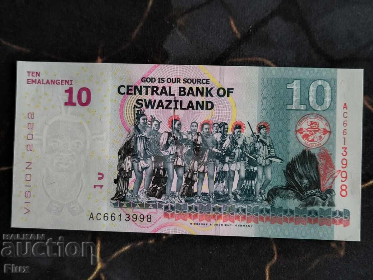 Bancnota - Swaziland - 10 Email UNC | 2022 cu preț € 4.00 | 7.82 BGN