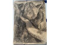 Painting of a mountain landscape