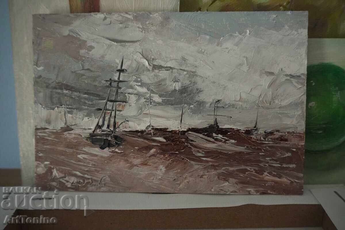 Oil painting - Marinism - Seascape - Ships A. Yordanov