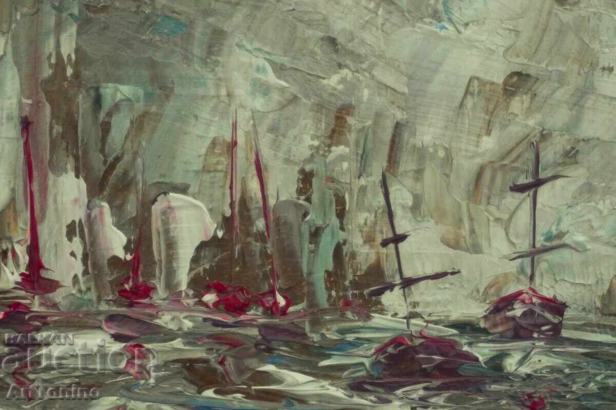Abstract small oil painting - Seascape - A. Yordanov with price € 0.01 | 0.02 BGN