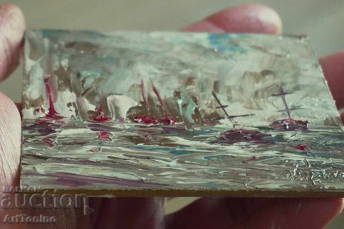 Delivery of Abstract small oil painting - Seascape - A. Yordanov