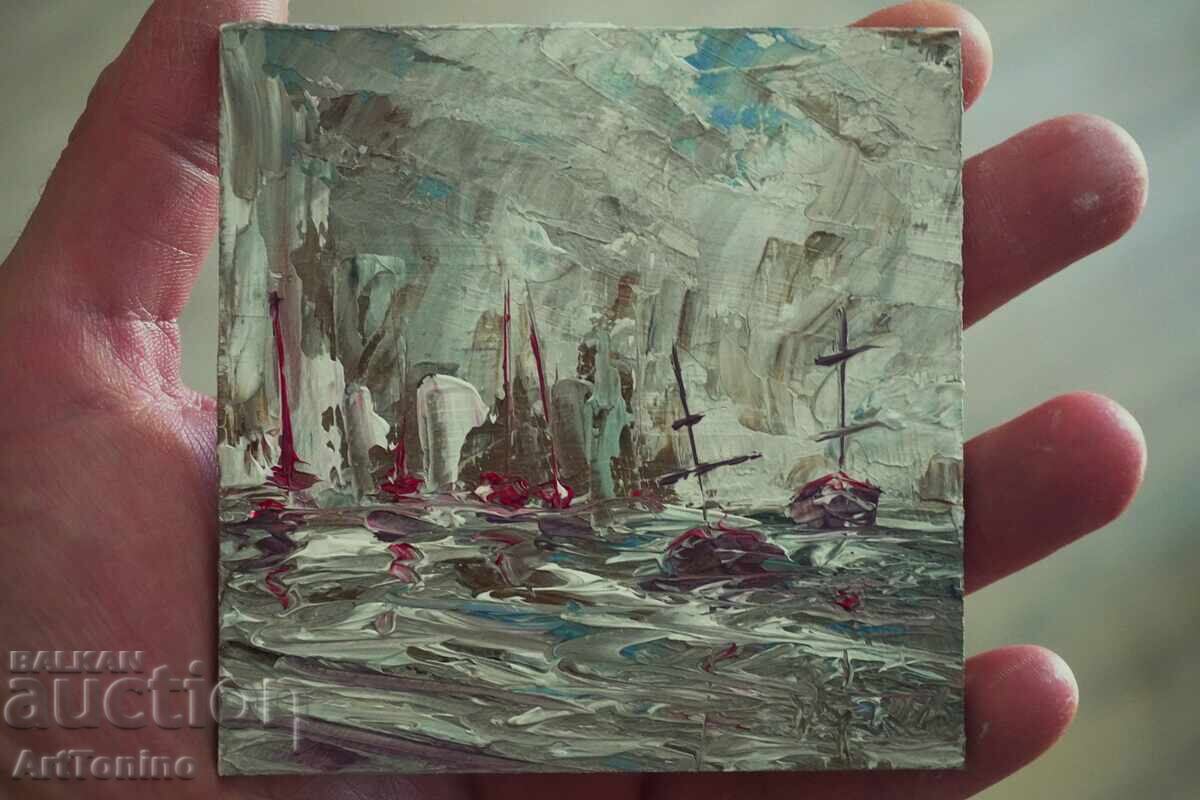Abstract small oil painting - Seascape - A. Yordanov