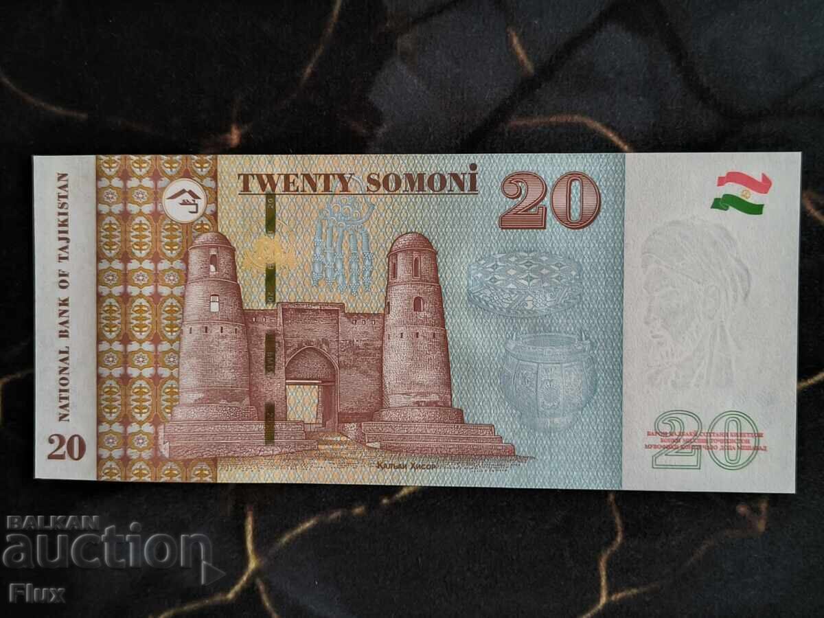 Banknote - Tajikistan - 20 somoni UNC | 2021 with price € 18.00 | 35.20 BGN Banknote - Tajikistan - 20 somoni UNC | 2021 with price € 18.00 | 35.20 BGN