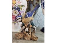 Porcelain blue tit figurine (Blue Tit - Parus caeruleus)!