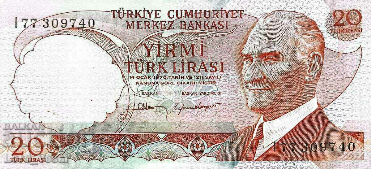 Turkey - 20 Lira 1970 OB UNC - P# 181 UNC Turkey - 20 Lira 1970 OB UNC - P# 181 UNC