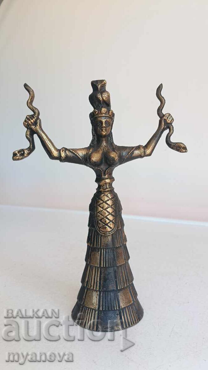 Χάλκινο αγαλματίδιο της Μινωικής θεάς με τα φίδια, συνδεδεμένο με τιμή € 45.00 | 88.01 BGN