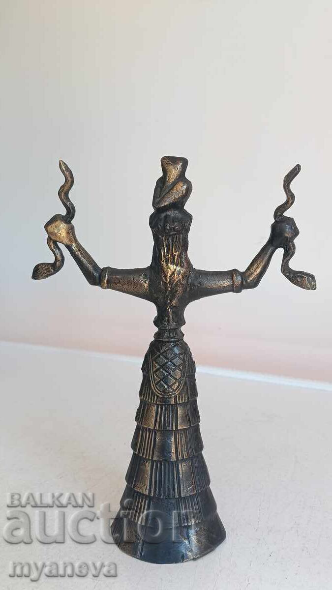 Χάλκινο αγαλματίδιο της Μινωικής θεάς με τα φίδια, συνδεδεμένο - 5