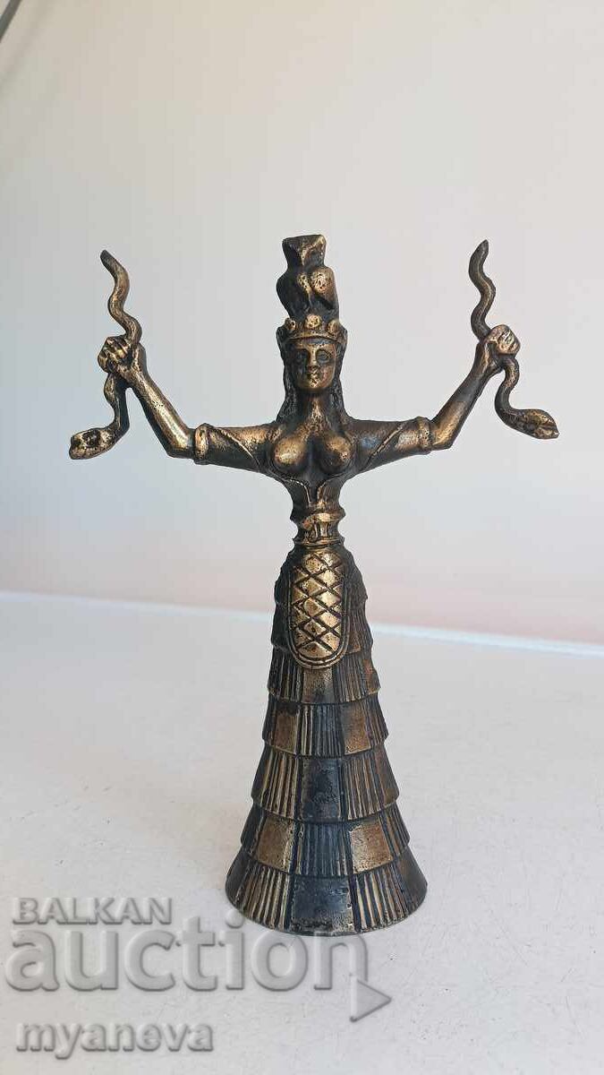 Χάλκινο αγαλματίδιο της Μινωικής θεάς με τα φίδια, συνδεδεμένο