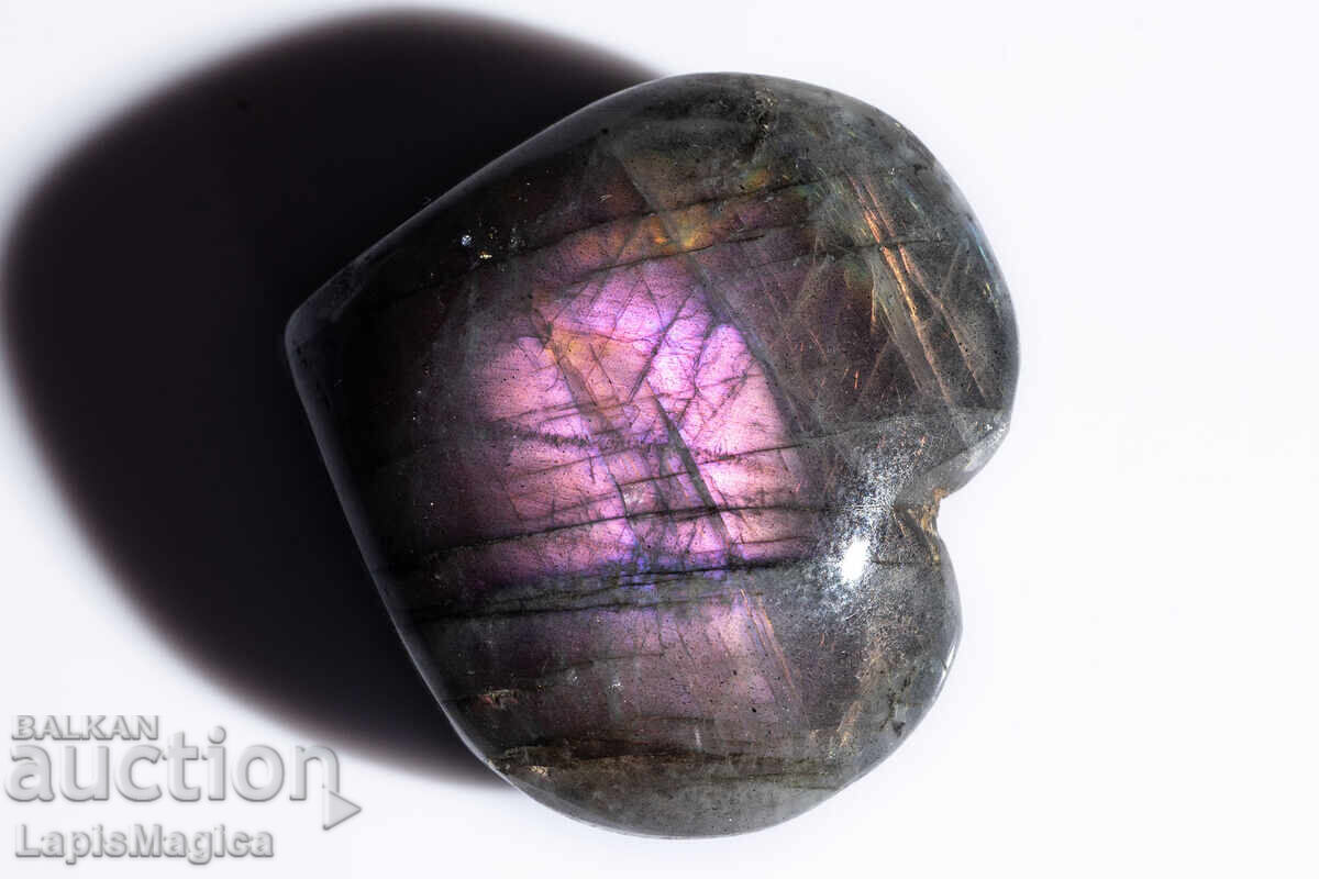 Inimă din labradorit violet 20g 31mm