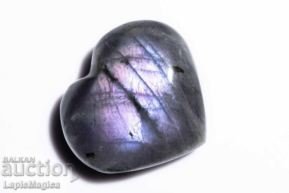 Inimă din labradorit violet 14g 26mm