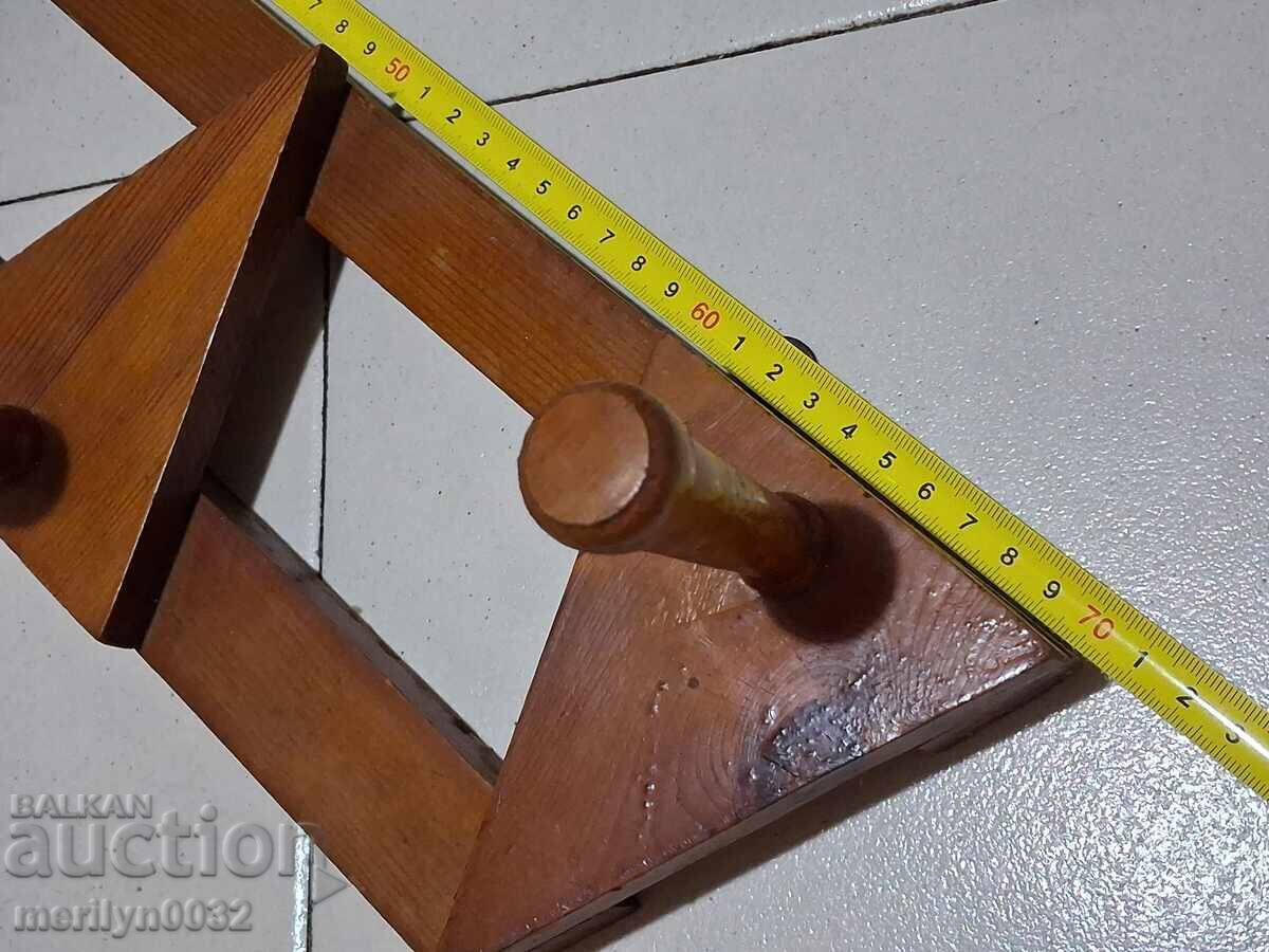 Παλιά κρεμάστρα πρωτόγονη ξύλο σφυρήλατο σίδερο - 5