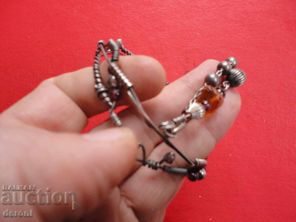 Incredible designer silver bracelet with amber - 7