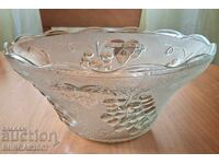 Large glass fruit bowl, diam. 32 cm., INDONESIA
