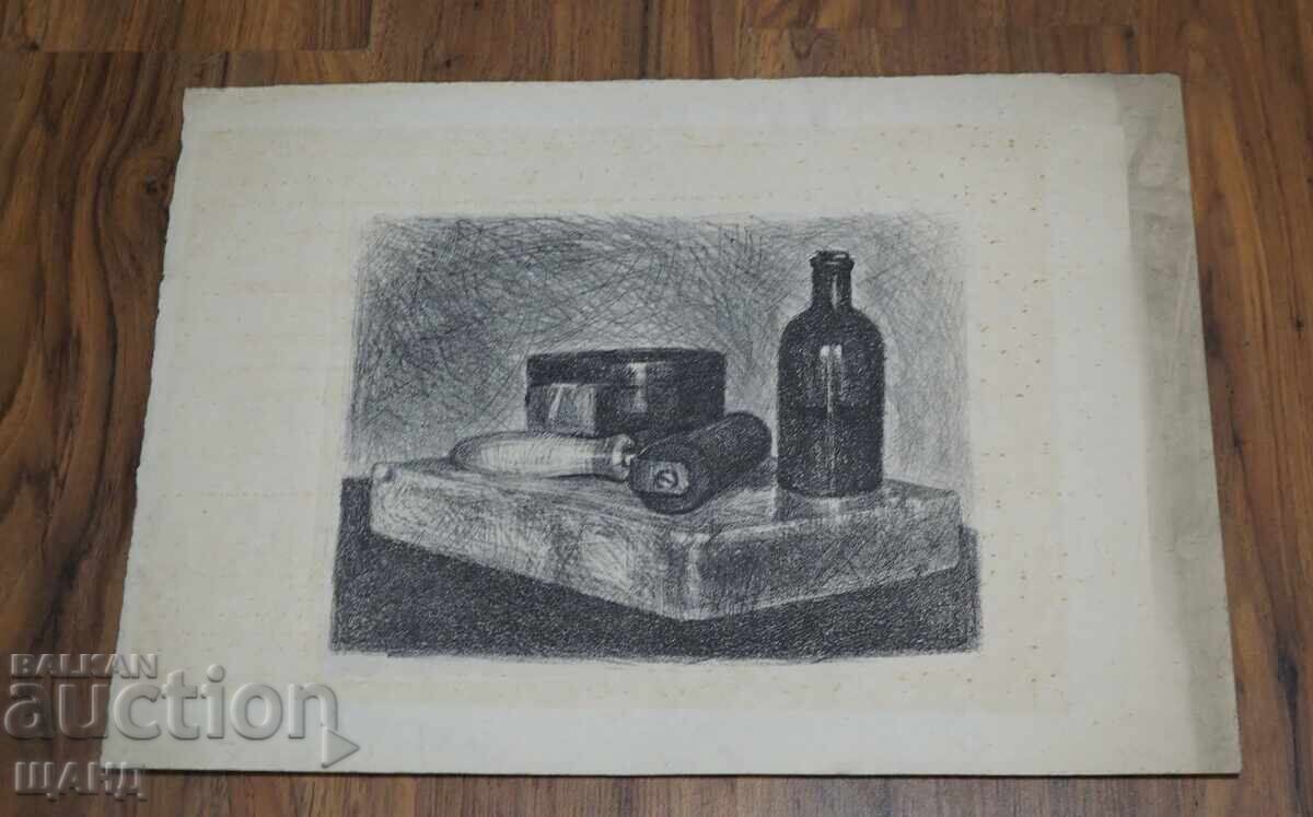 Стара Майсторска Рисунка литография натюрморт