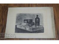 Стара Майсторска Рисунка литография натюрморт