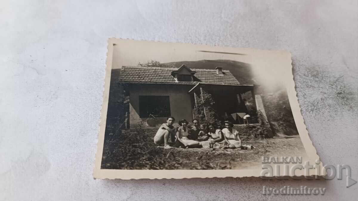 Photo Lukovo stop Men women and a little boy 1953 Photo Lukovo stop Men women and a little boy 1953
