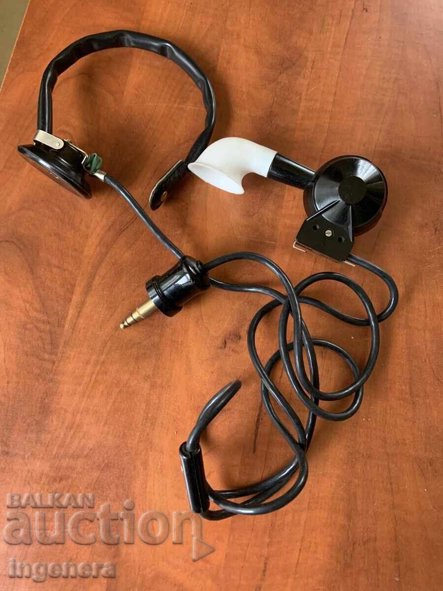 HEADPHONES SPEAKER HANDSET TELEPHONE JACK BAKELITE FROM THE SOCIALIST ERA