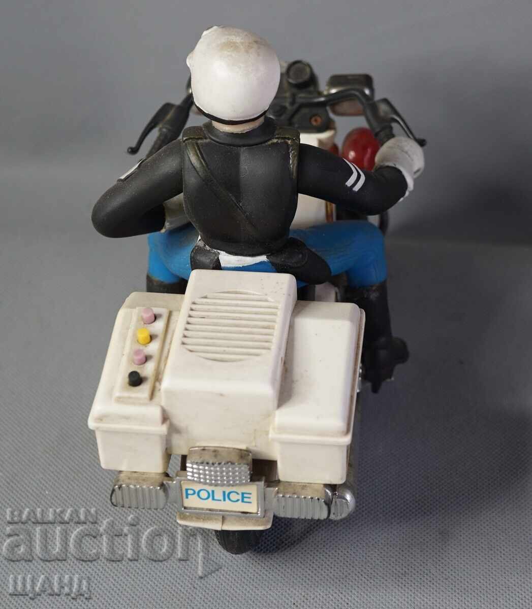 Стара пластмасова играчка модел мотор полиция с кутия - 5