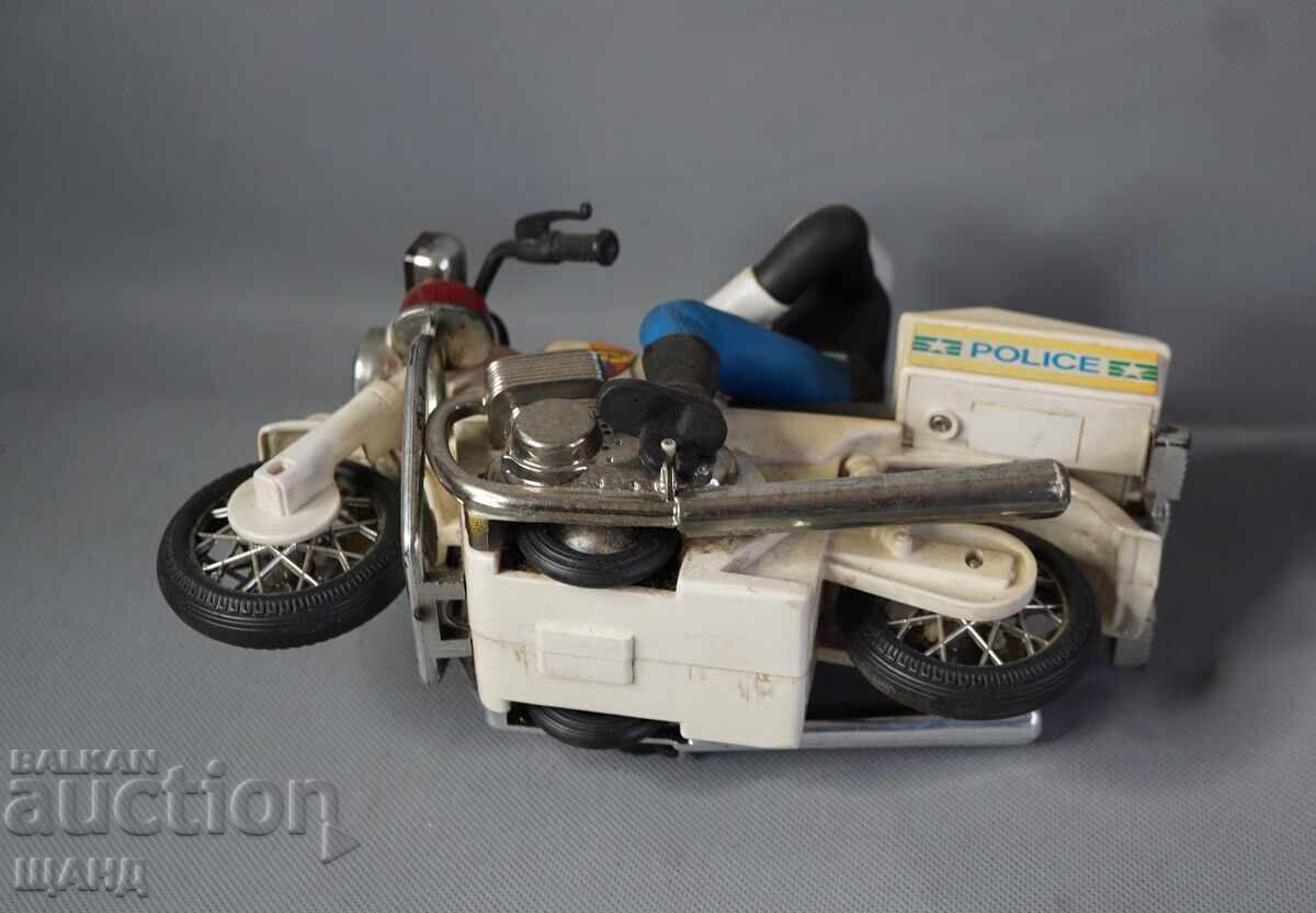 Стара пластмасова играчка модел мотор полиция с кутия - 6