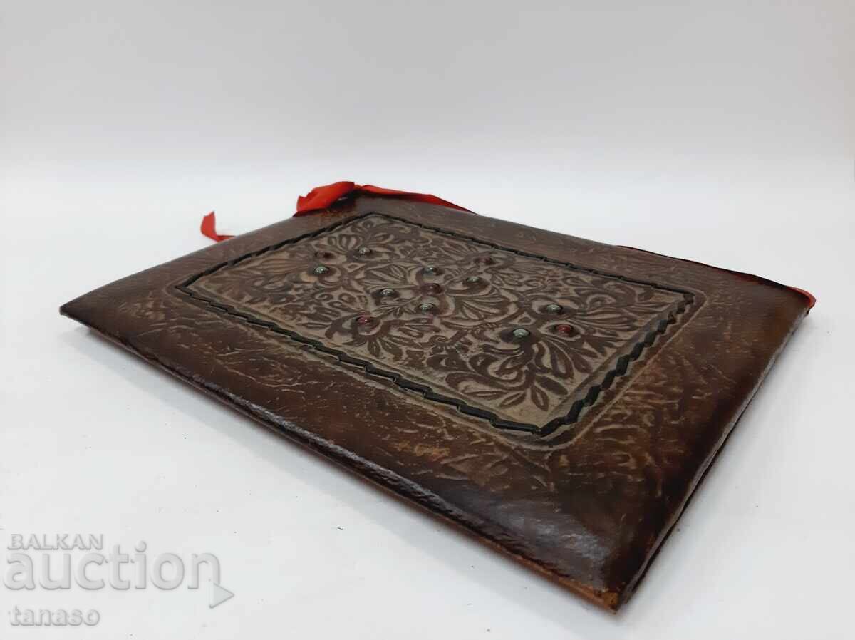 Χειροποίητος δερμάτινος φάκελος με ένθετα και πέτρες (2.4) - 7