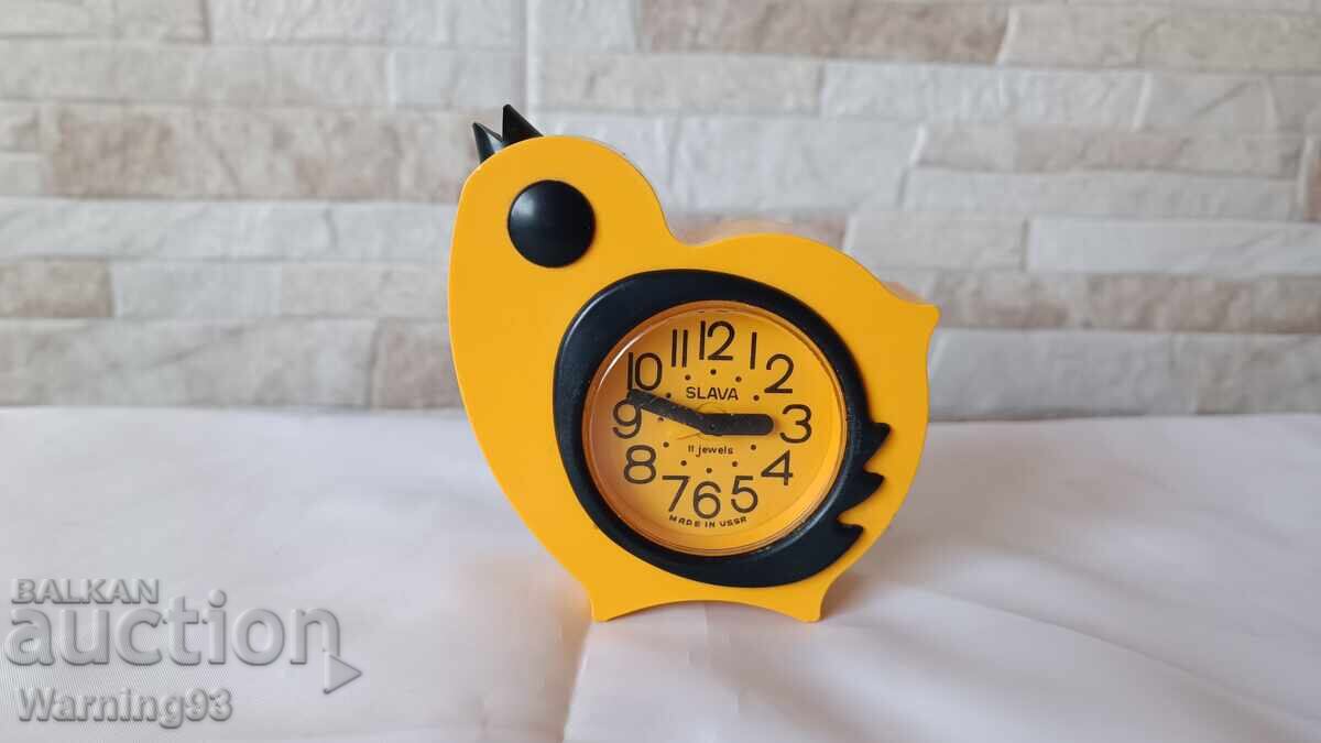 Vintage children's clock / alarm clock - SLAVA - Made in USSR