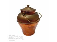 Старо медно котле с капак и дръжка, гърне, урна(2.3)