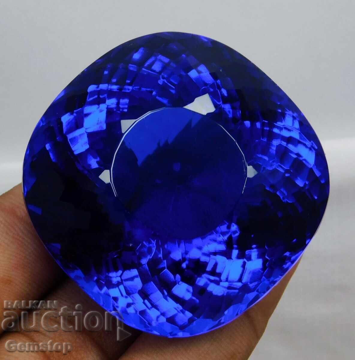 ΧΑ! 155.05 ct φυσικός τανζανίτης cushion με πιστοποίηση OMGTL από 1€! με τιμή € 13.00 | 25.43 BGN