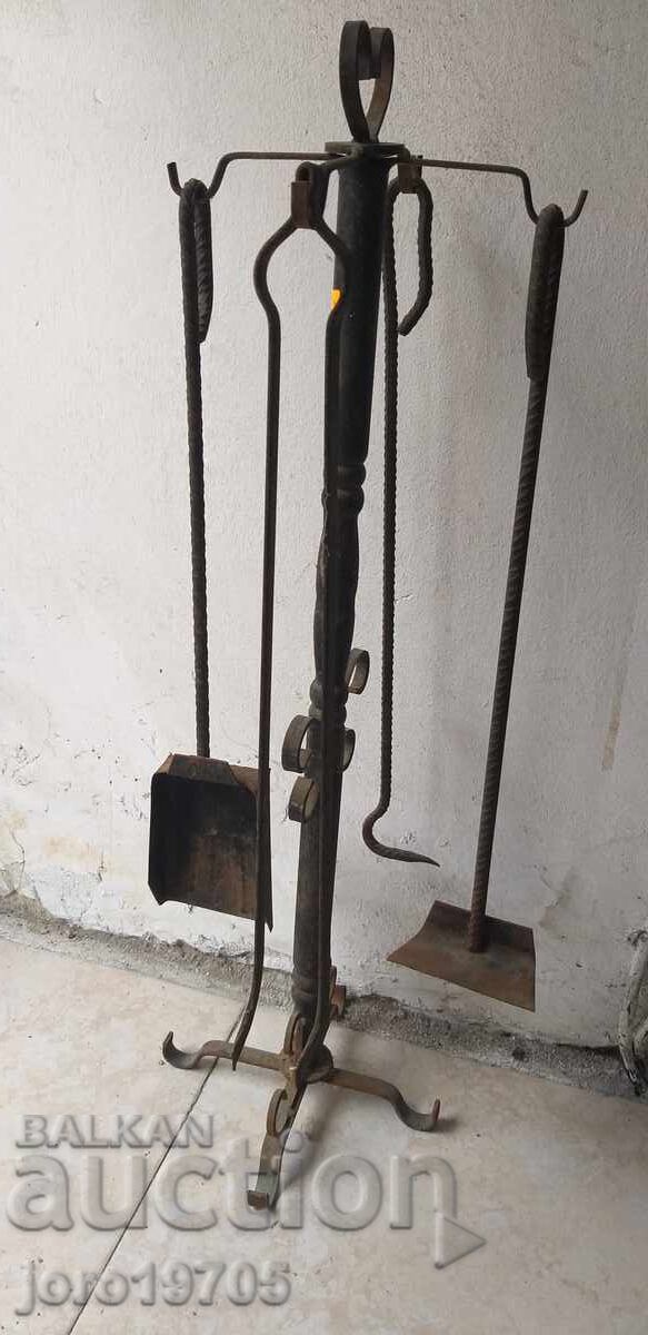 стар комплект за камина / ковано желязо