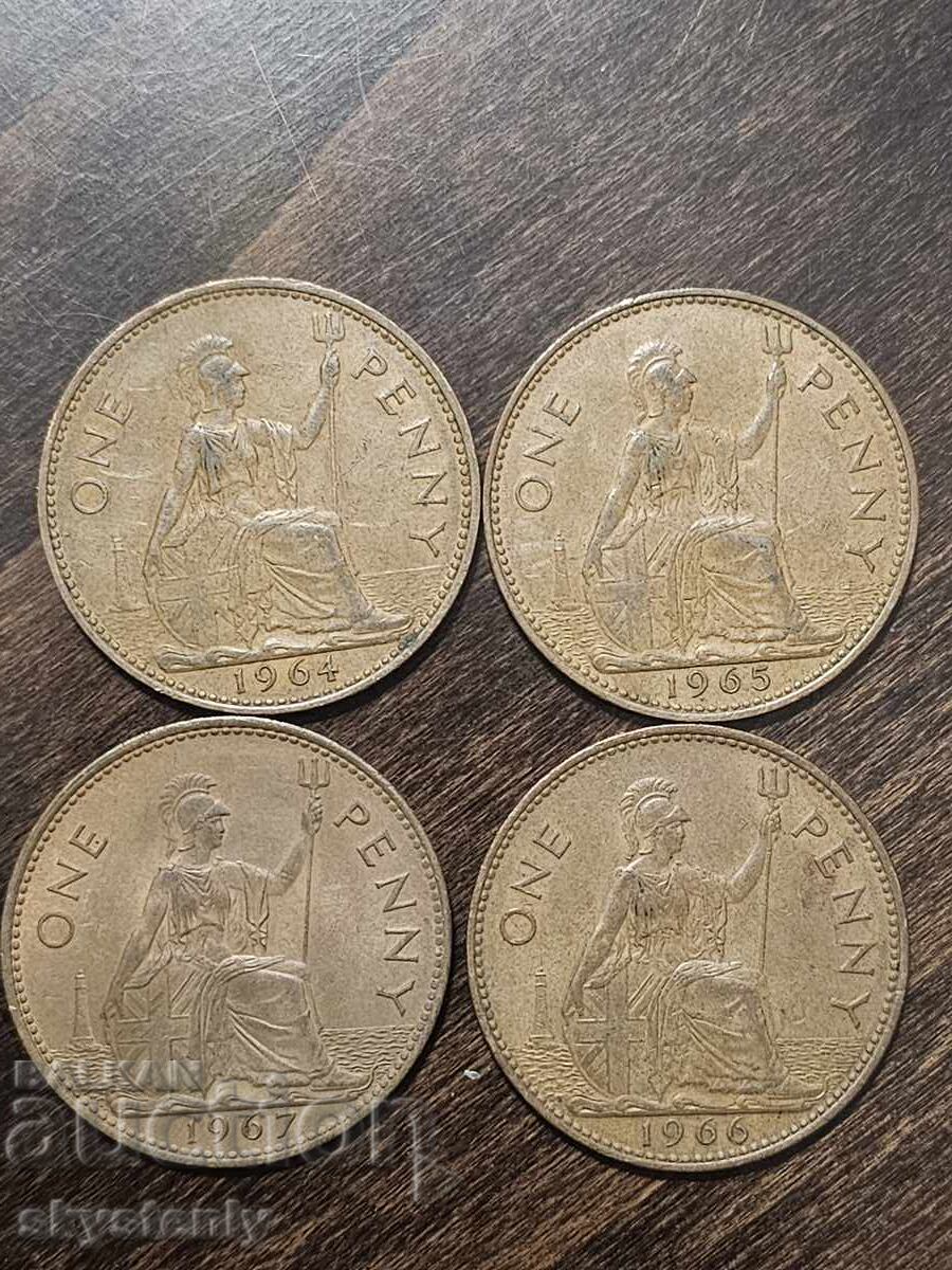 4 x One Penny 1964 to 1967