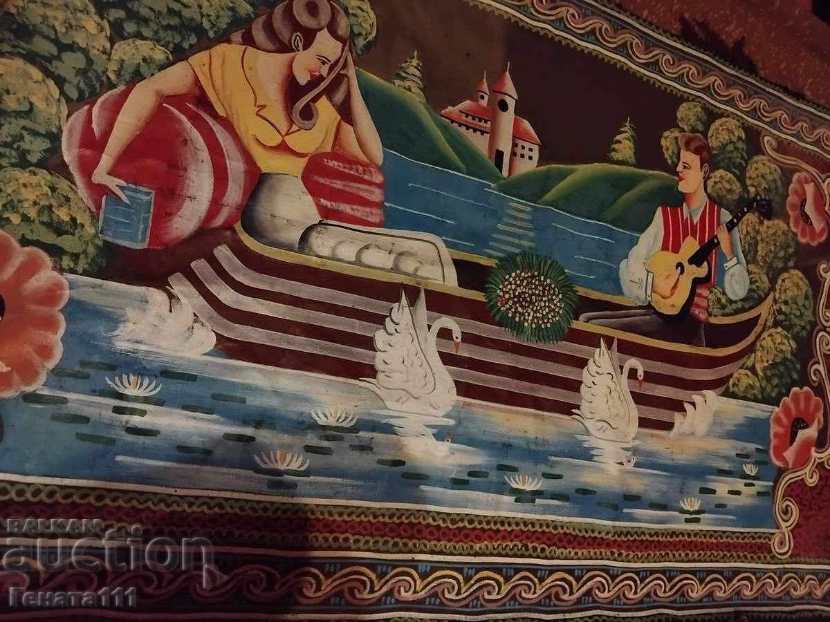 Δημοπρασία Παλιό κάλυμμα τοίχου, μπογιά σε ύφασμα