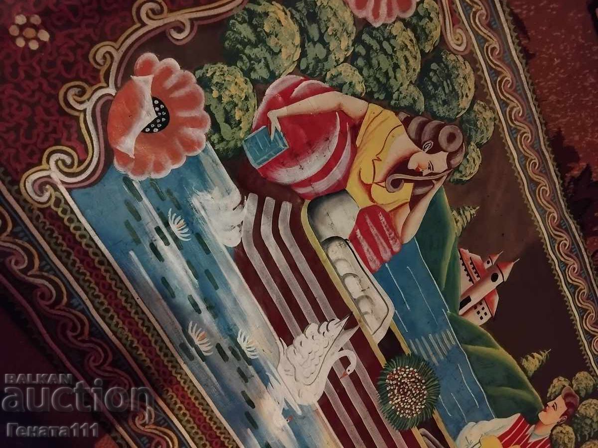 Παλιό κάλυμμα τοίχου, μπογιά σε ύφασμα - 5