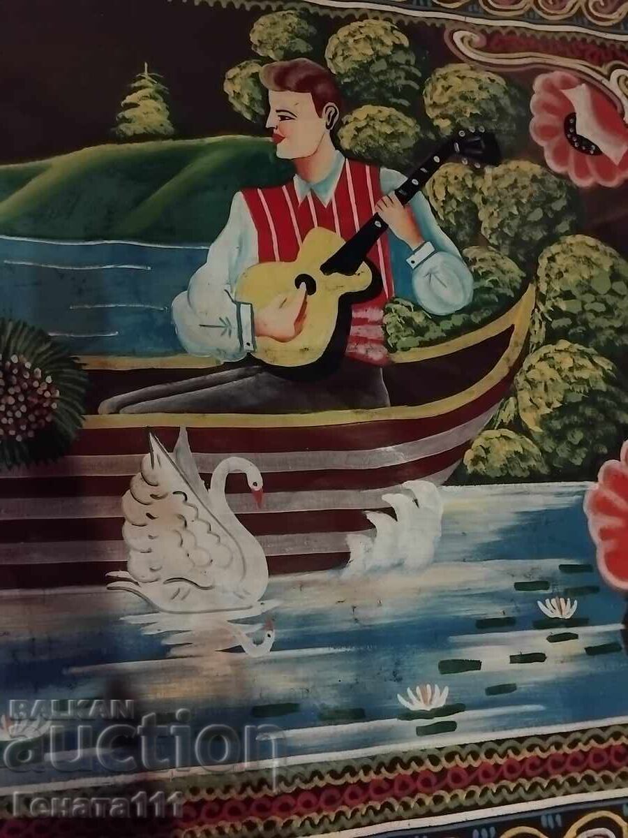 Παλιό κάλυμμα τοίχου, μπογιά σε ύφασμα - 6