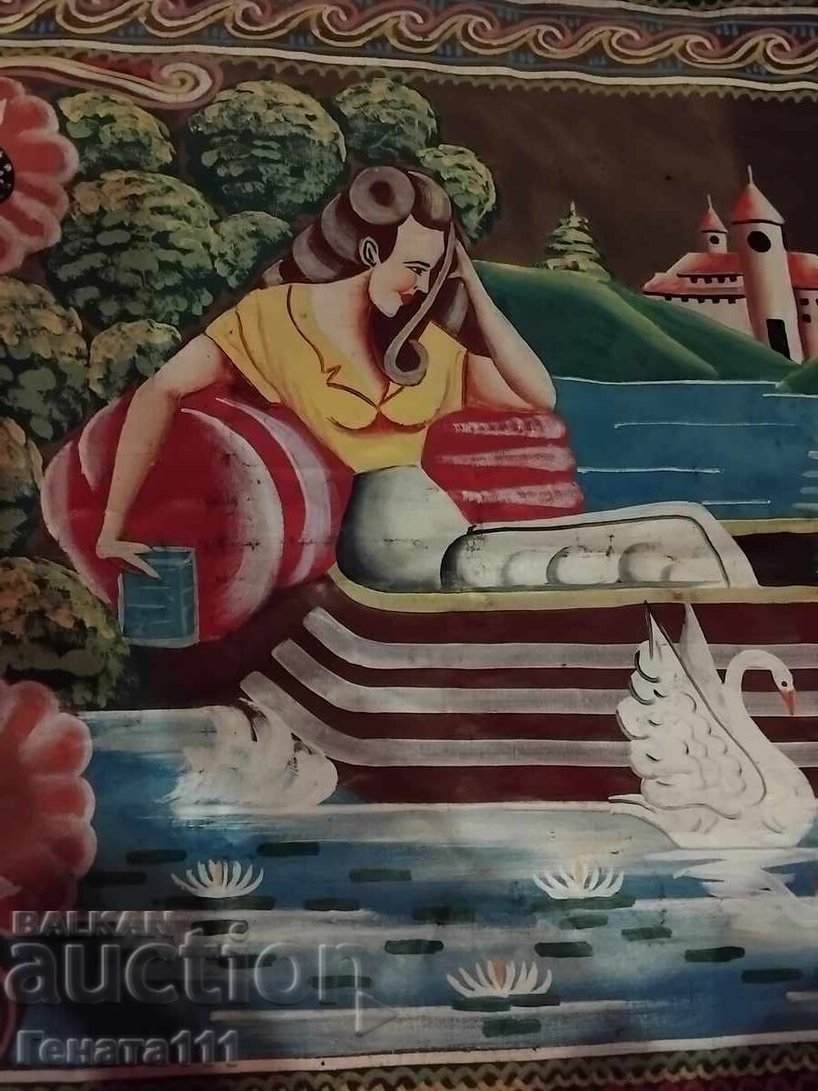 Παλιό κάλυμμα τοίχου, μπογιά σε ύφασμα - 7