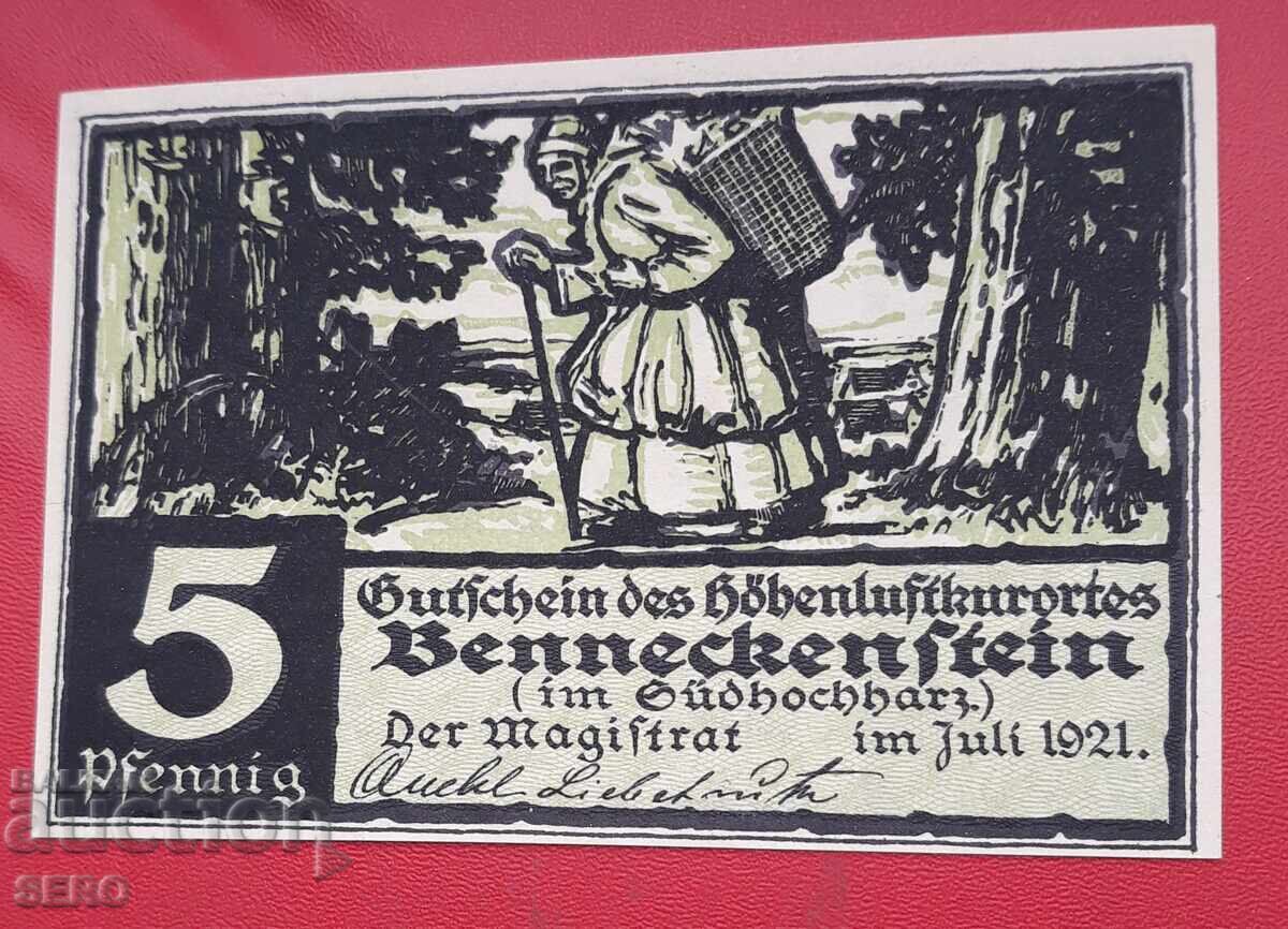 Банкнота-Германия-Саксония-Бенекенщайн-5 пфенига 1921