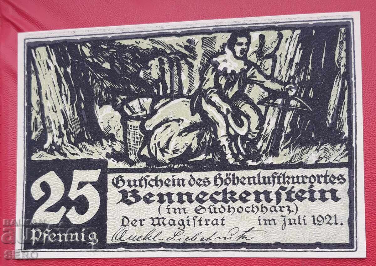 Банкнота-Германия-Саксония-Бенекенщайн-25 пфенига 1921