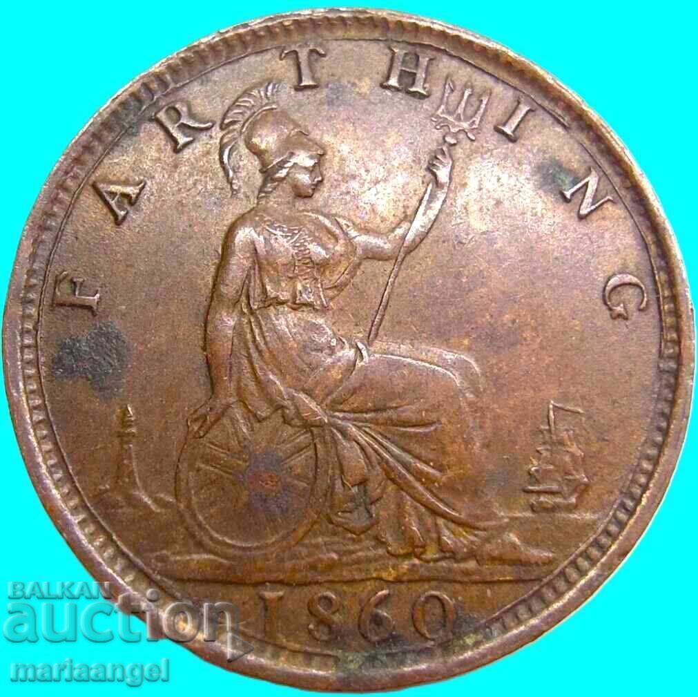 Marea Britanie 1 Farthing 1860 Victoria - an rar - 6