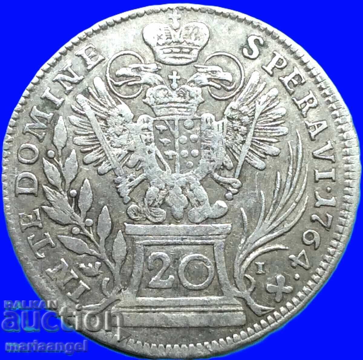 Austria 20 Kreuzer 1764 Franz Stefan Silver - RARE with price € 65.00 | 127.13 BGN