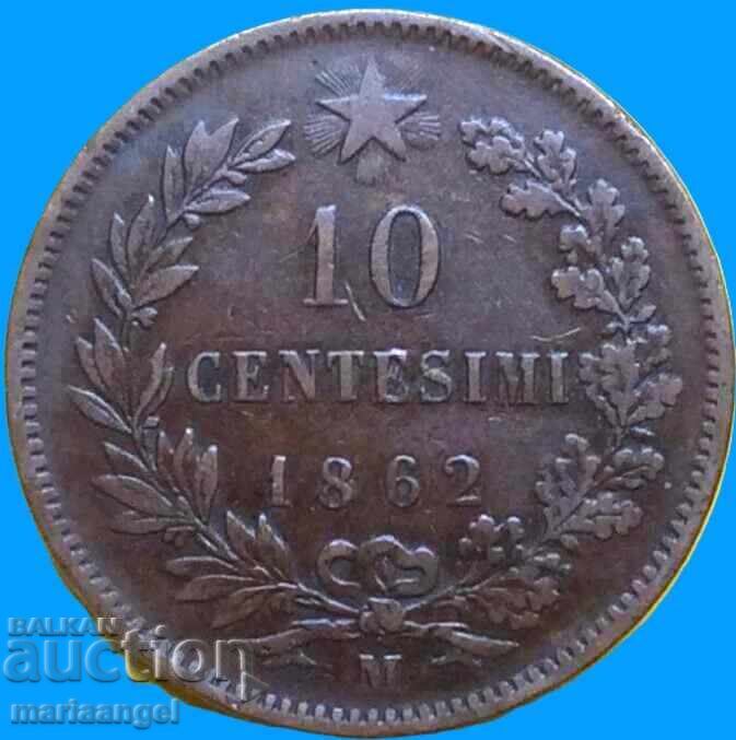 Licitație 10 centesimi 1862 Italia M-Milano Victor Emanuel 30mm