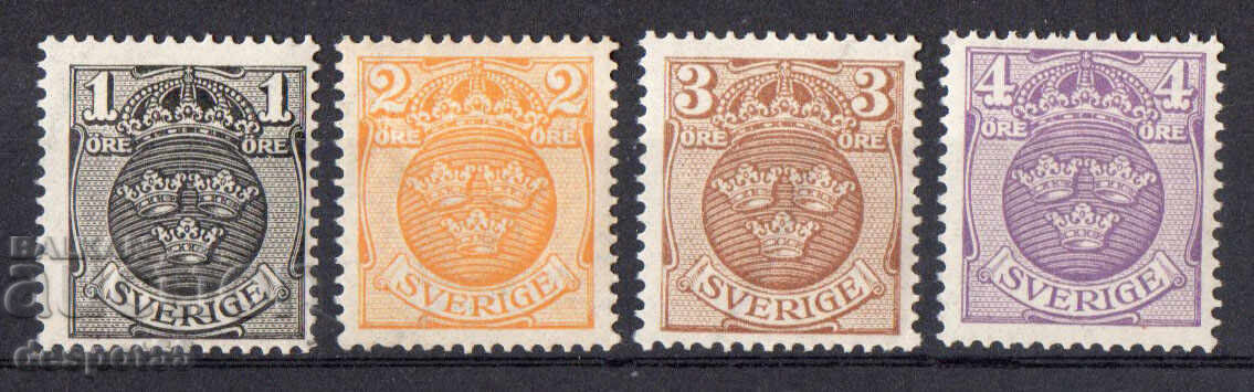 1910-12. Швеция. Национален герб. Воден знак 1 и 2