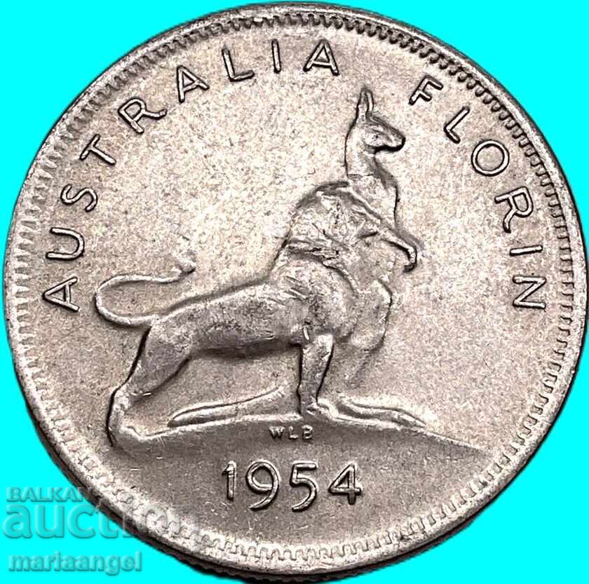 Αυστραλία 1954 2 σελίνια (Φλορίνι) Ελισάβετ Β' 11.38γρ - 7