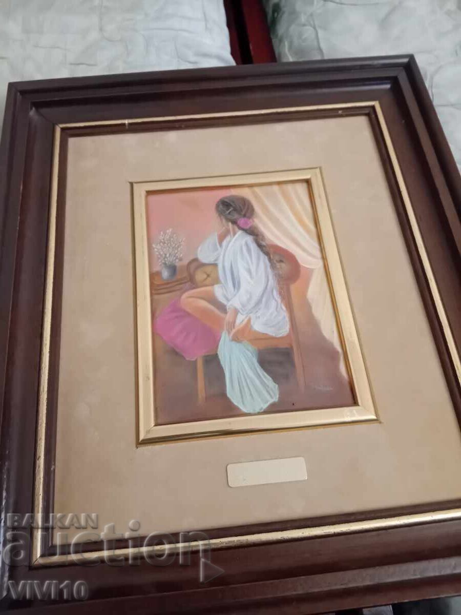 Παλαιός πίνακας, ξύλινη κορνίζα, 33εκ επί 38εκ