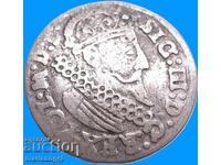 Polonia 3 groszy (troica) 1624 Sigismund al III-lea argint - rar