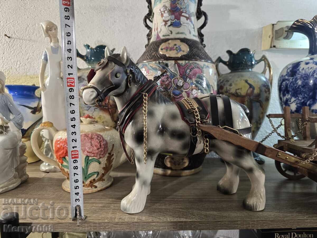 Σπάνιο συλλεκτικό σετ – διακοσμητικό άλογο με κάρο - 7