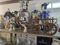 Rare collectible set – decorative horse with cart