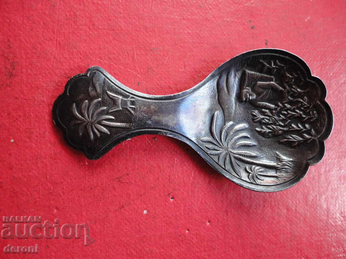 Αντίκα ανάγλυφο επαργυρωμένο ολλανδικό κουταλάκι κουτάλι - 6
