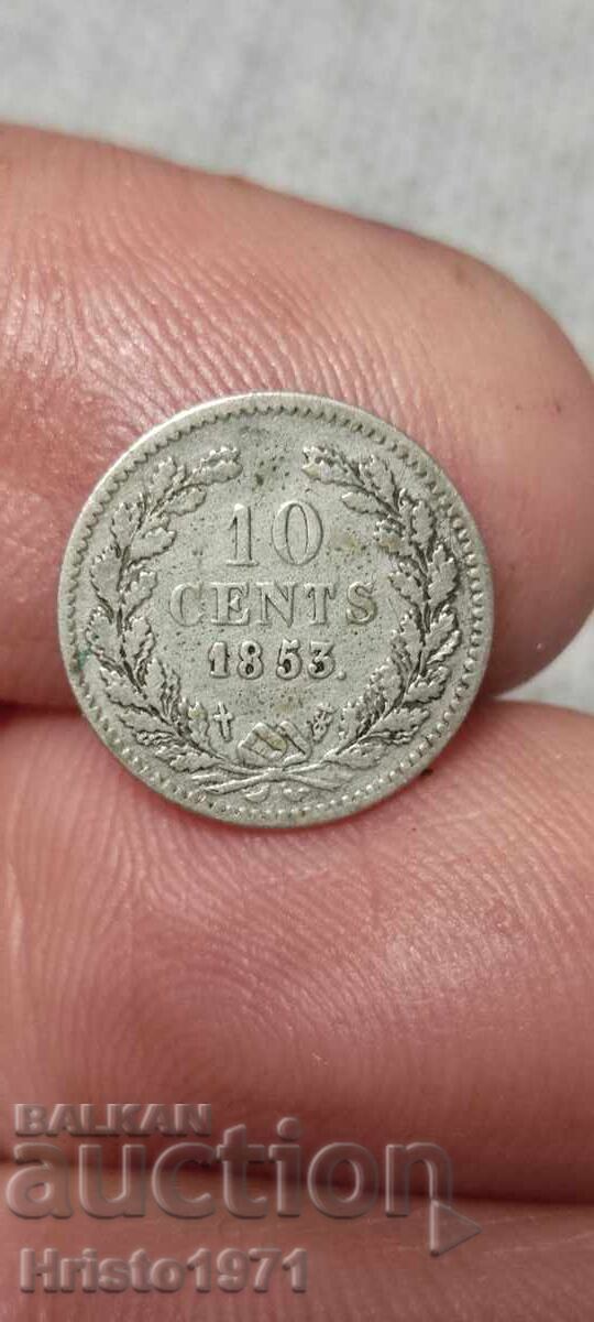 10 цента 1853 Нидерландия