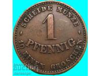 1 Pfennig 1868 Gotha-Saxe "Smile" German state copper coin